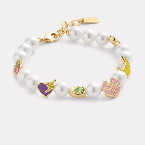 Coach Heart And Moon Pearl Bracelet,nwt ! - Picture 2 of 3